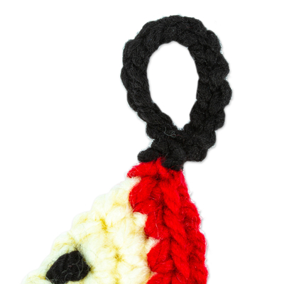 Crocheted charm, 'Cute Apple' - Apple-themed Crocheted Charm for Handbags Handmade in Mexico
