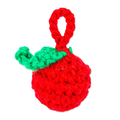 Cherry Crocheted Charm for Handbags Handmade in Mexico