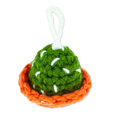 Crocheted charm, 'Cute Cactus' - Cactus Crocheted Charm for Handbags Handmade in Mexico