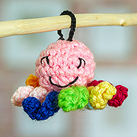 Crocheted charm, 'Cute Octopus' - Octopus Crocheted Charm for Handbags Handmade in Mexico