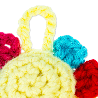 Crocheted charm, 'Cute Flower' - Flower Crocheted Charm for Handbags Handmade in Mexico