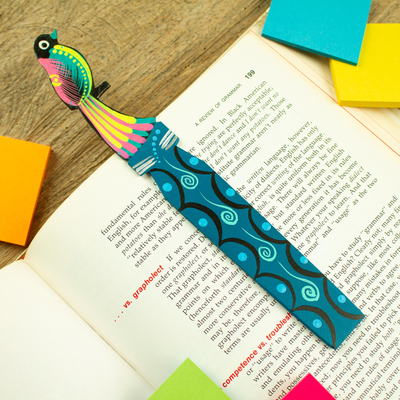 Wood bookmark, Reading Bird