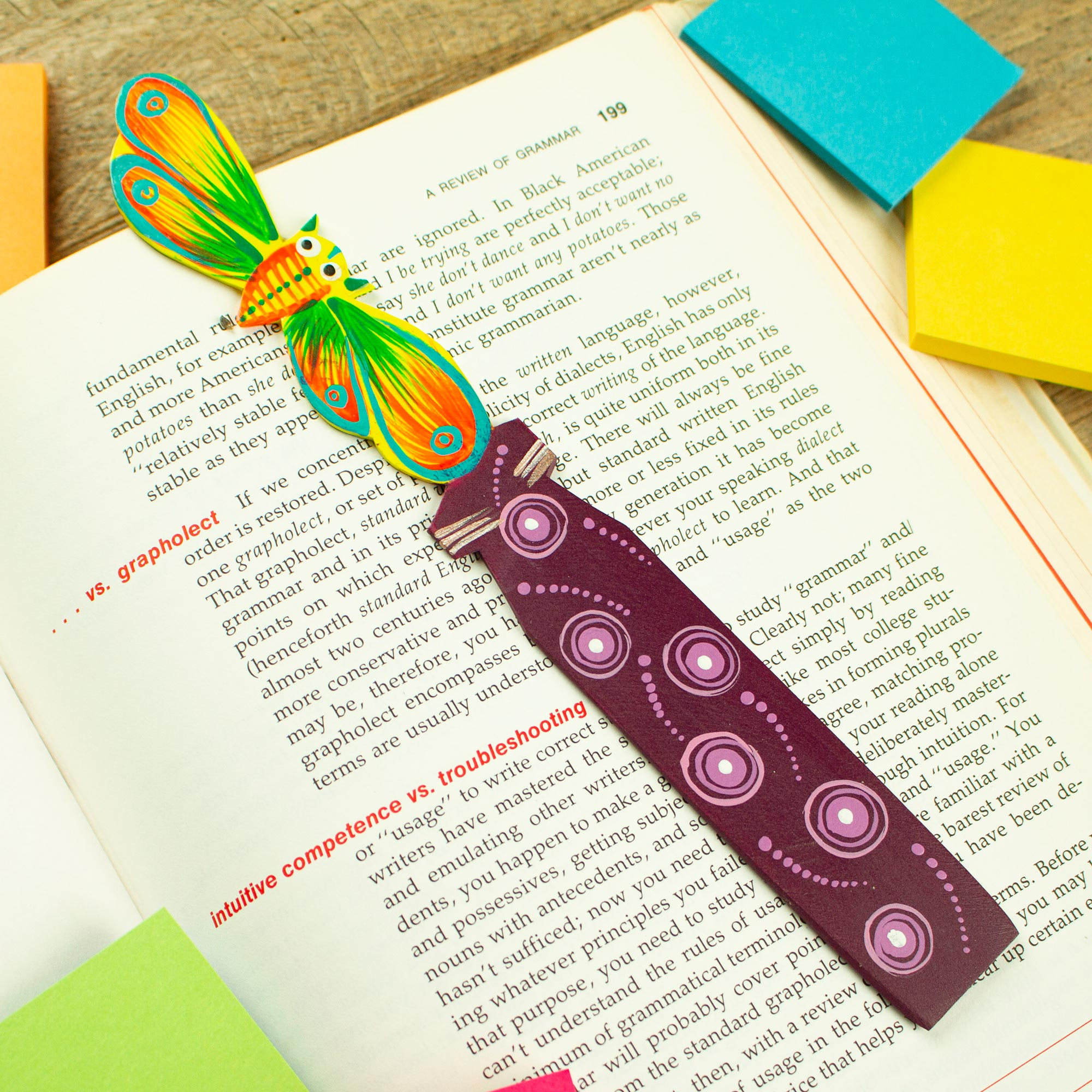 Handmade, Carved And Painted Wooden Bookmarks, Packaged In