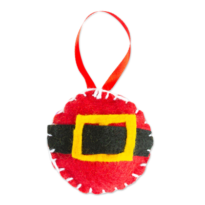 Felt ornament, 'Festive Santa' - Mexican Christmas Ornament Handcrafted from Felt