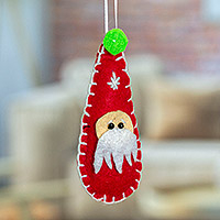 Felt ornament, 'Christmas Drop' - Mexican Santa Claus Ornament Handcrafted from Felt