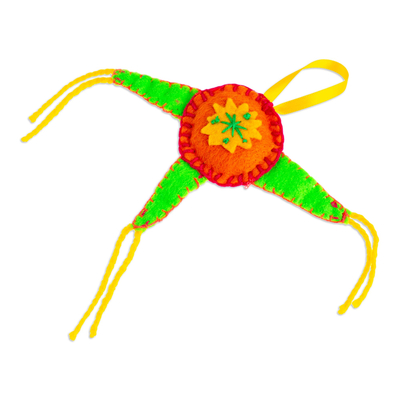 Felt ornament, 'Holiday Piñata' - Mexican colourful Piñata Ornament Handcrafted from Felt