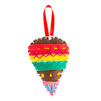 Felt ornament, 'Spinning Colors' - Colorful Spinning Top Ornament Handcrafted in Mexico