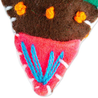 Felt ornament, 'Spinning Colors' - Colorful Spinning Top Ornament Handcrafted in Mexico