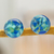 Pendientes con botones de mosaico de vidrio fundido - Aretes de botón de mosaico de vidrio fundido azul de México