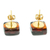 Fused glass mosaic stud earrings, 'Terracotta Dichroic' - Terracotta Fused Glass Mosaic Stud Earrings from Mexico