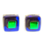 Fused glass mosaic stud earrings, 'Blue & Green Dichroic' - Blue & Green Fused Glass Mosaic Stud Earrings from Mexico