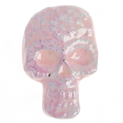 Light Pink Day of the Dead Skull Ceramic Magnet from Mexico
