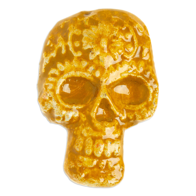Honey Day of the Dead Skull Ceramic Magnet from Mexico