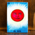 Decoupage wood magnet, 'Burning Sun' - Mexican Wood Magnet with Red Sun Decoupage (image 2) thumbail