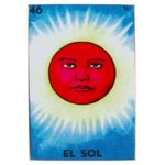 Decoupage wood magnet, 'Burning Sun' - Mexican Wood Magnet with Red Sun Decoupage