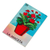 Decoupage wood magnet, 'Mexican Blooms' - Mexican Wood Magnet with Red Flower Pot Decoupage (image 2b) thumbail