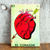 Decoupage wood magnet, 'Folk Heart' - Mexican Wood Magnet with Red Heart Decoupage (image 2) thumbail