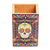 Decoupage pencil holder, 'Convenient Skull' - Pine Wood Pencil Holder with Day of the Dead Decoupage (image 2b) thumbail