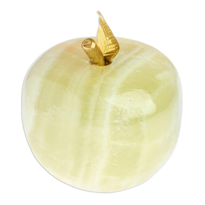 Onyx and Brass Apple Sculpture from Mexico