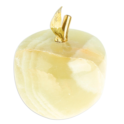 Onyx and Brass Apple Sculpture from Mexico - Eris Apple