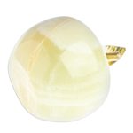 Onyx sculpture, 'Eris Apple' - Onyx and Brass Apple Sculpture from Mexico