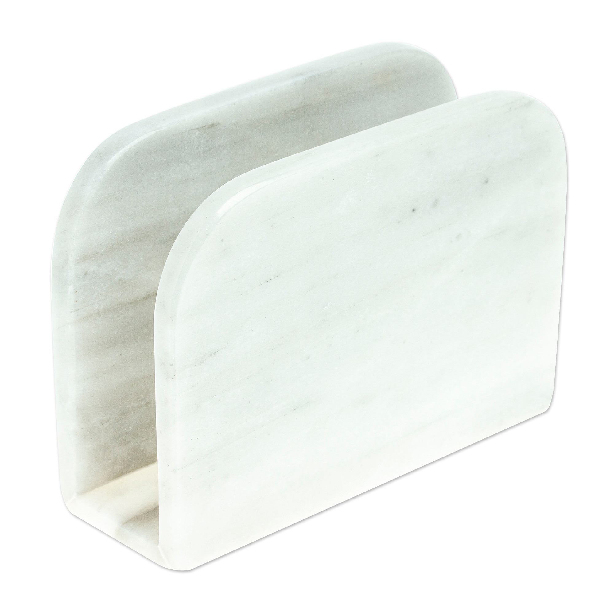 Pale Grey Marble Napkin Holder Crafted in Mexico Fine Arrangement