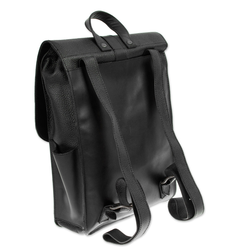 バックパック・リュック NOIAGO Eco Leather Flip Backpack Black leather-backpack-dollaro-