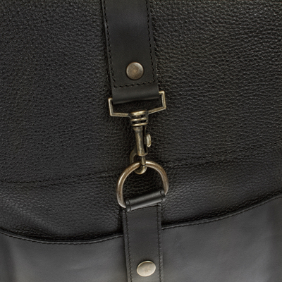 Lederrucksack - Handgefertigter Rucksack aus echtem schwarzem Leder aus Mexiko