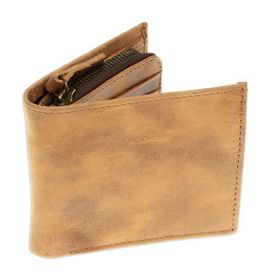 Leather wallet, 'Toasted Sienna' - Hand Crafted Wallet Made in Mexico with Genuine Leather