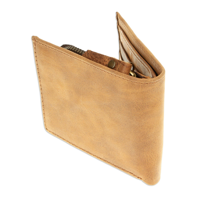 Leather wallet, 'Toasted Sienna' - Hand Crafted Wallet Made in Mexico with Genuine Leather