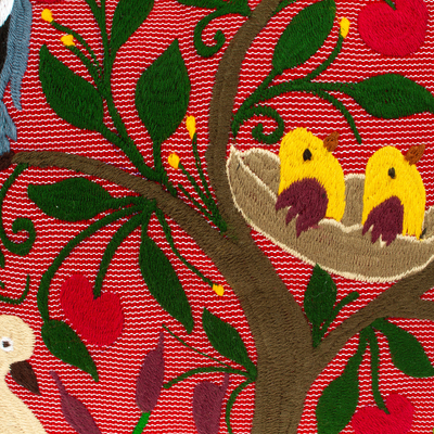 Kissenbezug aus bestickter Baumwolle - Handgefertigter Kissenbezug aus Baumwolle mit tropischer Blumenstickerei