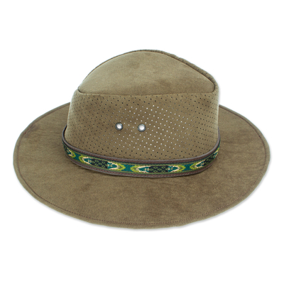 Handcrafted Olive Leather Hat from Mexico