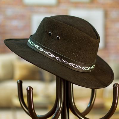 Leather hat, 'Classic Look in Black' - Handcrafted Black Leather Hat from Mexico