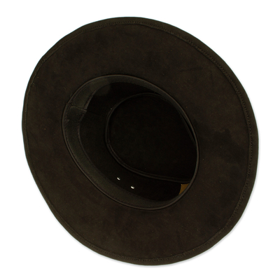 Leather hat, 'Classic Look in Black' - Handcrafted Black Leather Hat from Mexico