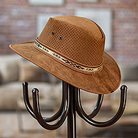 Sombrero de cuero, 'Classic Look in Brown' - Sombrero de cuero marrón hecho a mano en México