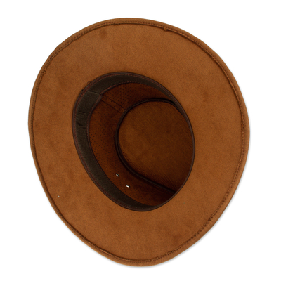 sombrero de cuero - Sombrero de cuero marrón hecho a mano de México