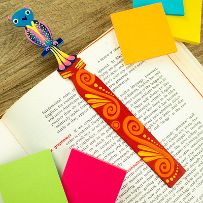 Wood bookmark, Reading Owl