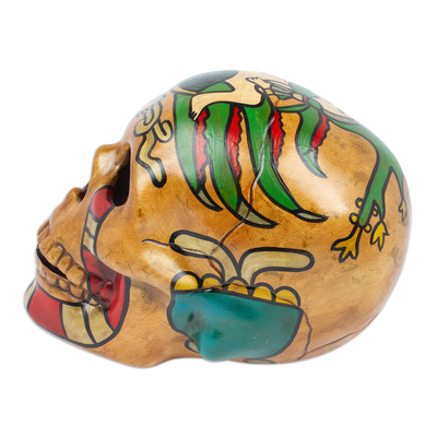 Calavera de cerámica - Escultura de calavera de cerámica hecha a mano de la diosa azteca del agave