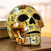 Ceramic skull, 'Aztec God of The Sun'