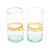 Handblown tumbler glasses, 'High Sunshine Ribbon' (pair) - Pair of Handblown Recycled Tumbler Glasses with Yellow Tones (image 2a) thumbail