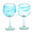 Handblown wine glasses, 'Aquamarine Lines' (pair) - Aquamarine Handblown Recycled Wine Glasses (Pair) (image 2a) thumbail