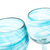 Handblown wine glasses, 'Aquamarine Lines' (pair) - Aquamarine Handblown Recycled Wine Glasses (Pair) (image 2c) thumbail