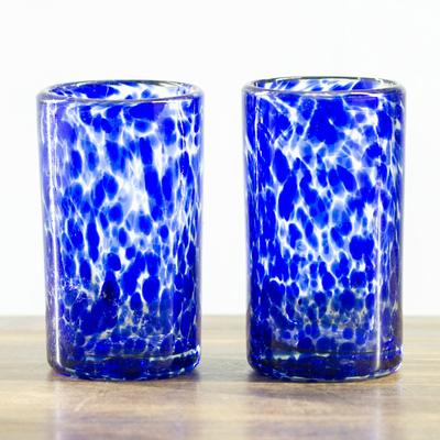 Recycled blown juice glasses, Vibrant Cobalt (pair)