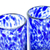 Recycled blown juice glasses, 'Vibrant Cobalt' (pair) - 2 Hand-blown Blue Juice Glasses Crafted with Recycled Glass (image 2c) thumbail
