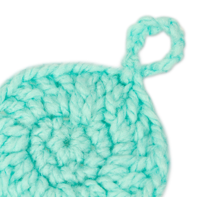 Encanto de ganchillo - Dije de aguamarina tejido a crochet con borlas Hecho en Mexico