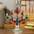 Tin candelabra, 'Prosperity Tree' - Embossed Tin Christmas Candelabra in Colorful Palette thumbail