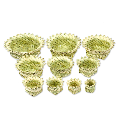 Set of 10 Handcrafted Star Natural Fiber Nesting Baskets