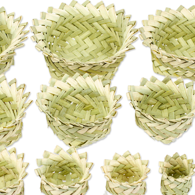 Cestas nido de fibras naturales (juego de 10) - Juego de 10 cestas anidables de fibra natural Star hecho a mano