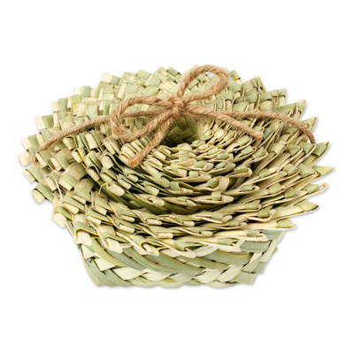 Natural fiber nesting baskets, 'Convenient Stars' (set of 10) - Set of 10 Handcrafted Star Natural Fiber Nesting Baskets