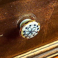 Ceramic knobs, 'Floral Convenience' (set of 4) - Set of 4 Handcrafted Ceramic Floral Knobs from Mexico